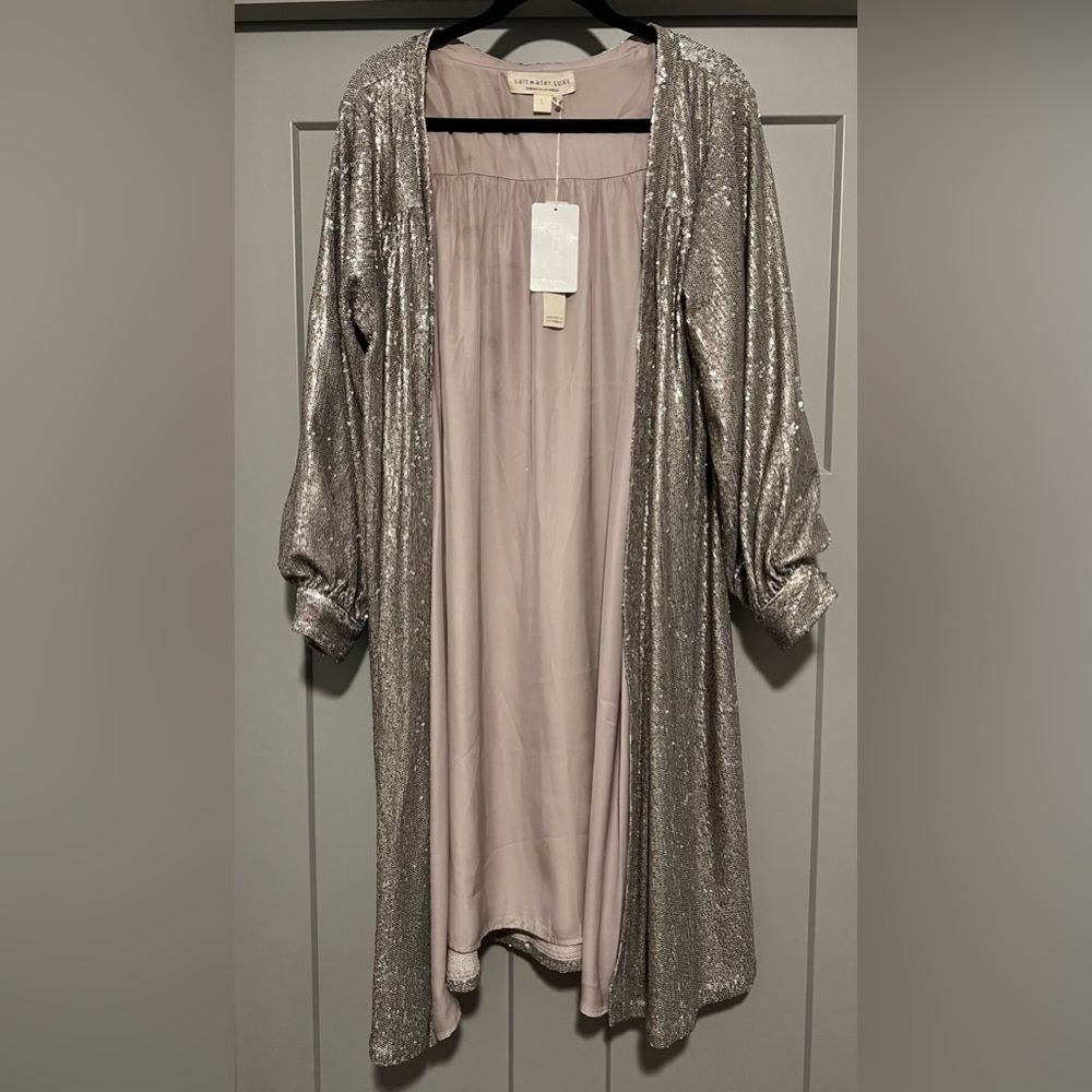 Saltwater Luxe Sequin Sparkle Robe Women’s Large NWT